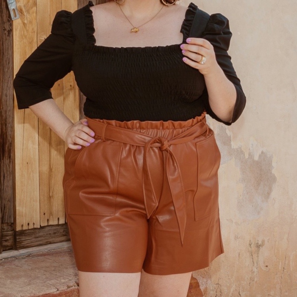 Faux leather shorts Faux leather brown ELOQUII shorts - size 20